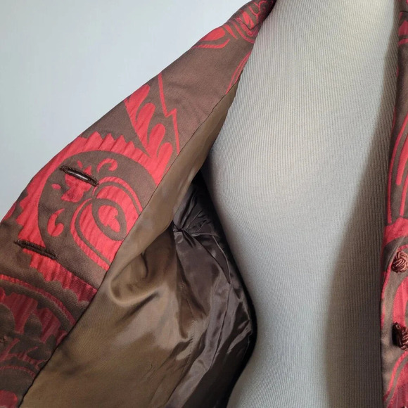NWT Women's Lafayette 148 NY Red Notched Lapel Paisley Jacket (Size: 10 Petite) - Picture 7 of 14